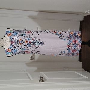 Gray Dress with multi colored print NWT